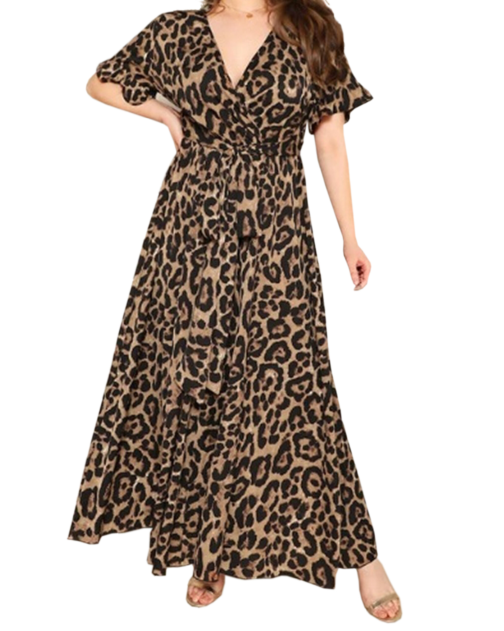Maxi Vestido Dama Mujer de Fiesta Talla Extra Plus Animal Print –  